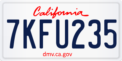 CA license plate 7KFU235