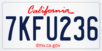 CA license plate 7KFU236