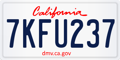 CA license plate 7KFU237