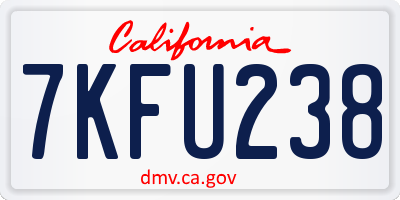 CA license plate 7KFU238