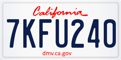 CA license plate 7KFU240