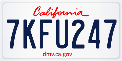 CA license plate 7KFU247