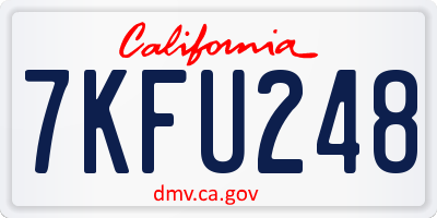 CA license plate 7KFU248