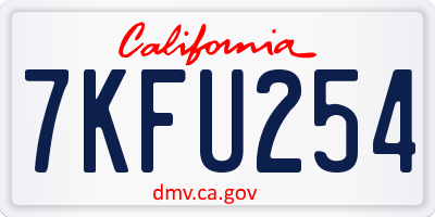 CA license plate 7KFU254