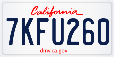 CA license plate 7KFU260