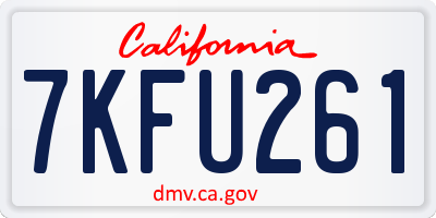 CA license plate 7KFU261