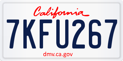 CA license plate 7KFU267