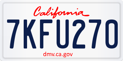 CA license plate 7KFU270