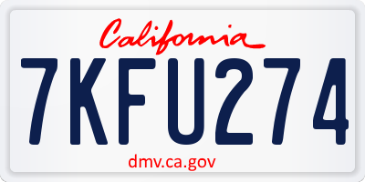 CA license plate 7KFU274