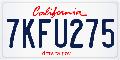 CA license plate 7KFU275