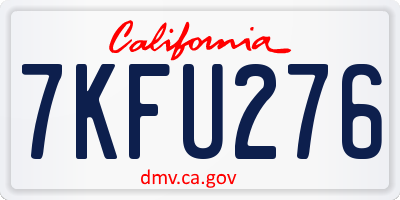 CA license plate 7KFU276
