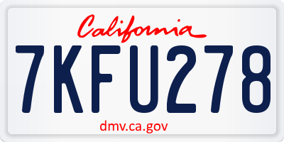 CA license plate 7KFU278