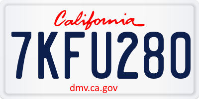 CA license plate 7KFU280