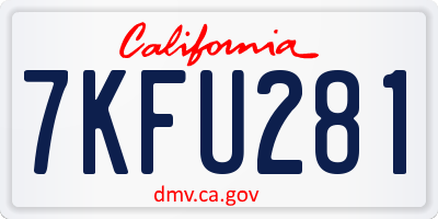 CA license plate 7KFU281