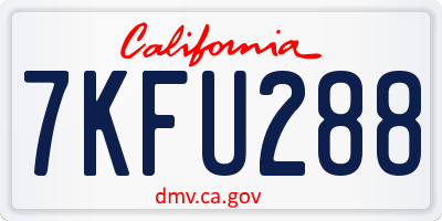 CA license plate 7KFU288