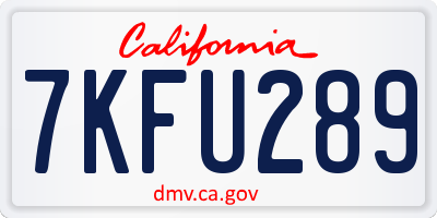 CA license plate 7KFU289