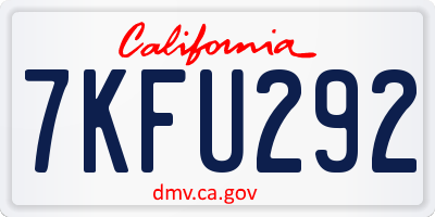 CA license plate 7KFU292