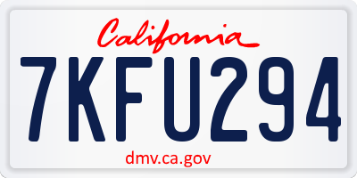 CA license plate 7KFU294