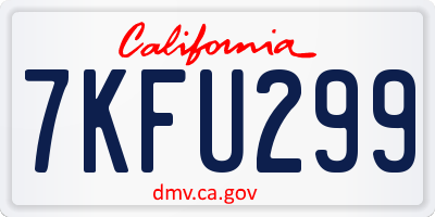 CA license plate 7KFU299