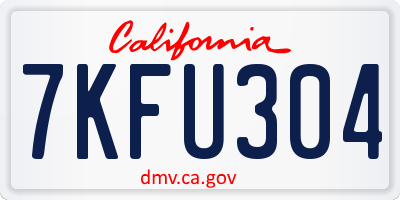 CA license plate 7KFU304