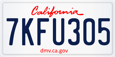 CA license plate 7KFU305