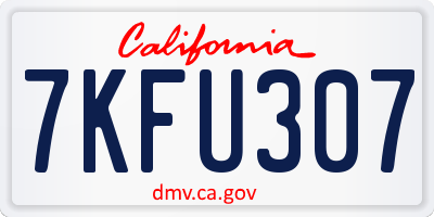 CA license plate 7KFU307