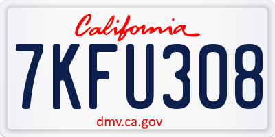 CA license plate 7KFU308