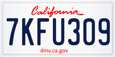 CA license plate 7KFU309