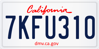 CA license plate 7KFU310