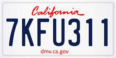 CA license plate 7KFU311
