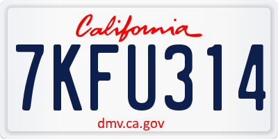 CA license plate 7KFU314