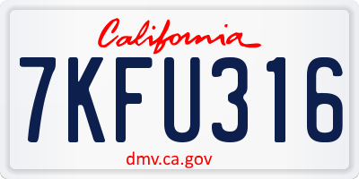 CA license plate 7KFU316