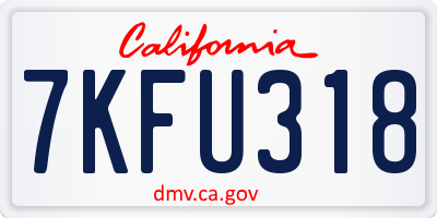 CA license plate 7KFU318