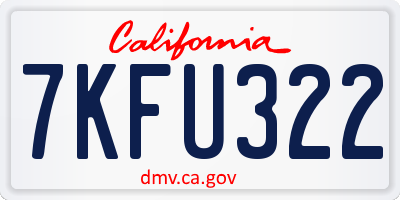 CA license plate 7KFU322