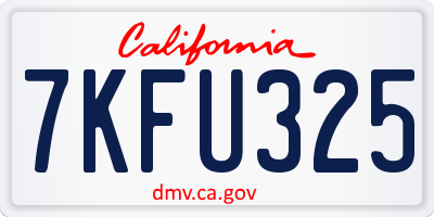 CA license plate 7KFU325