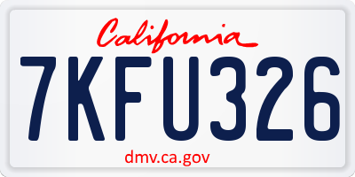 CA license plate 7KFU326