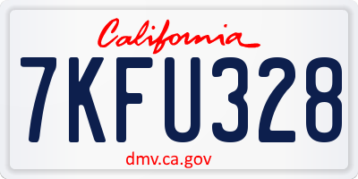 CA license plate 7KFU328