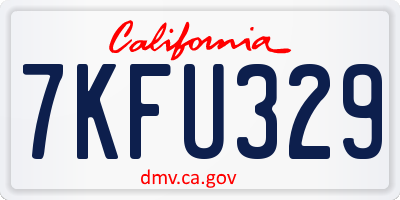 CA license plate 7KFU329