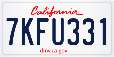 CA license plate 7KFU331