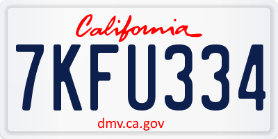 CA license plate 7KFU334