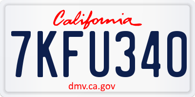 CA license plate 7KFU340