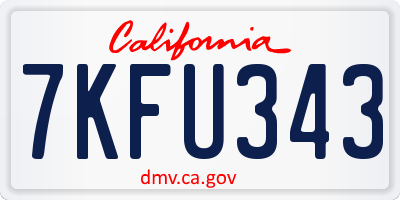 CA license plate 7KFU343