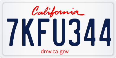 CA license plate 7KFU344