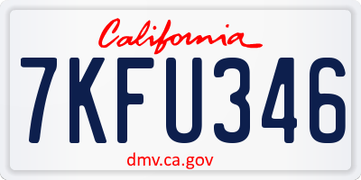 CA license plate 7KFU346