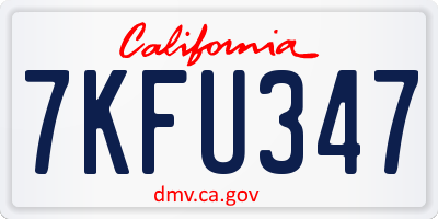 CA license plate 7KFU347