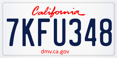 CA license plate 7KFU348