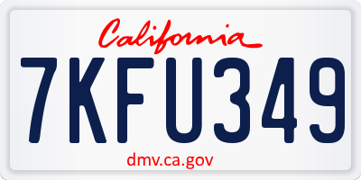 CA license plate 7KFU349