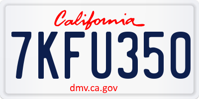 CA license plate 7KFU350