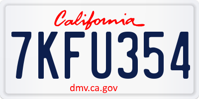 CA license plate 7KFU354