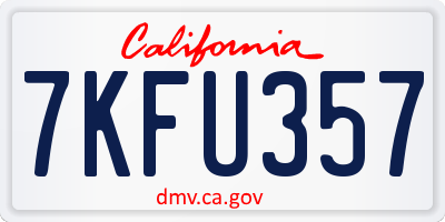 CA license plate 7KFU357